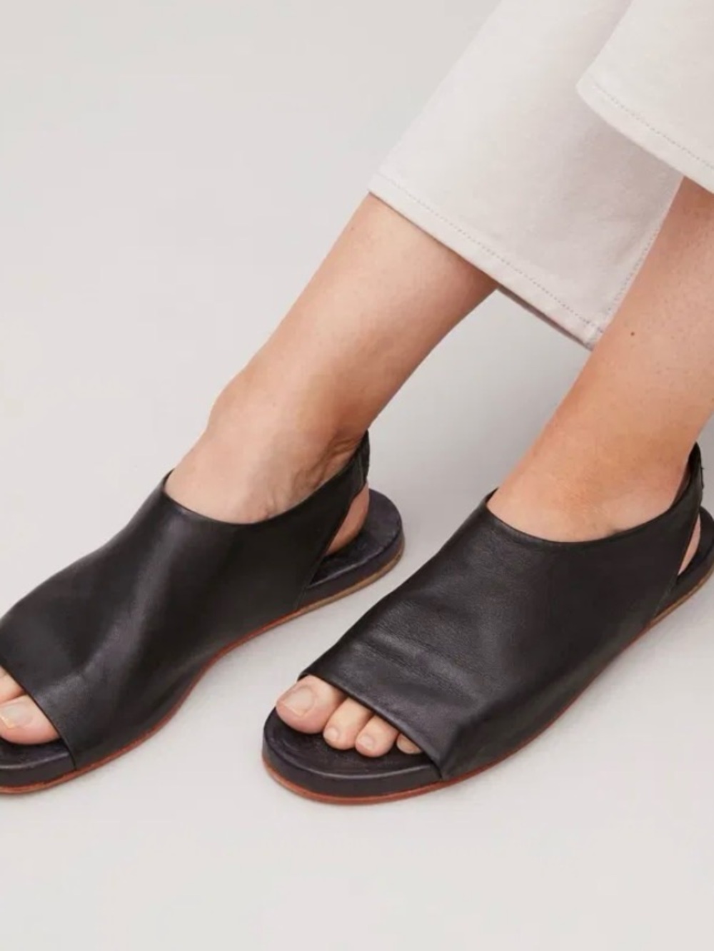 COS Black Leather Open-Toe Slingback Sandals